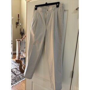 FLYERS Mens 34x30 Wrinkle Free Khaki PANTS, Pleated, 100% Cotton, Beige
